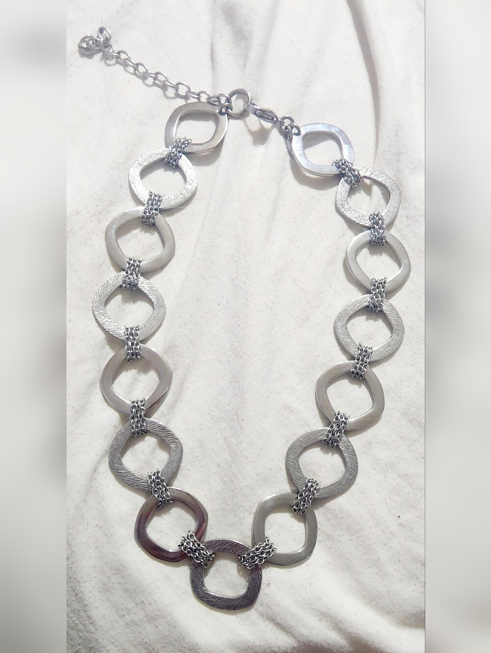 Elegant Stainless Steel Silver Linked Statement Necklace - Silver